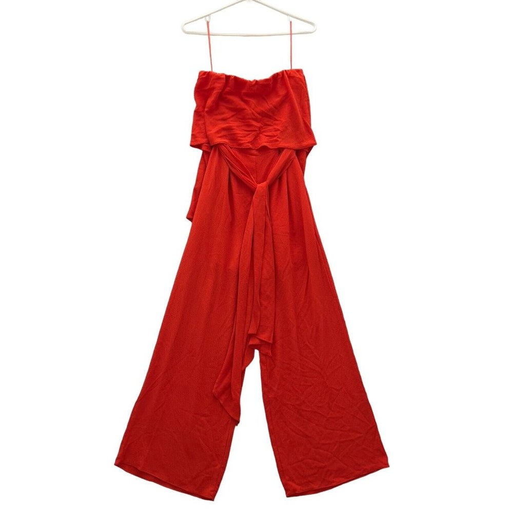 VICI Women Strapless Pocketed Wide Leg Jumpsuit Size Small Orange 2 - 0080